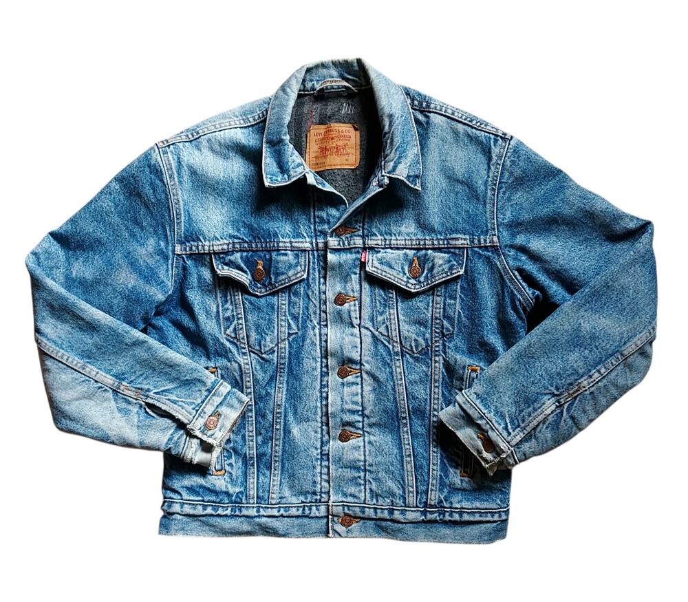 Levi's Vintage 80s Men's Blanket Lined Trucker Jean Jacket Coat Blue Denim Sz 40